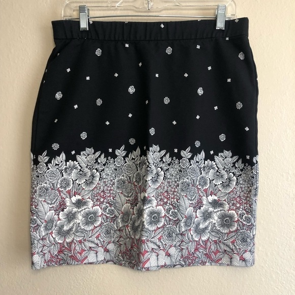 J.JILL Floral Printed Elastic Waist Straight Skirt Size 8P - Picture 4 of 11